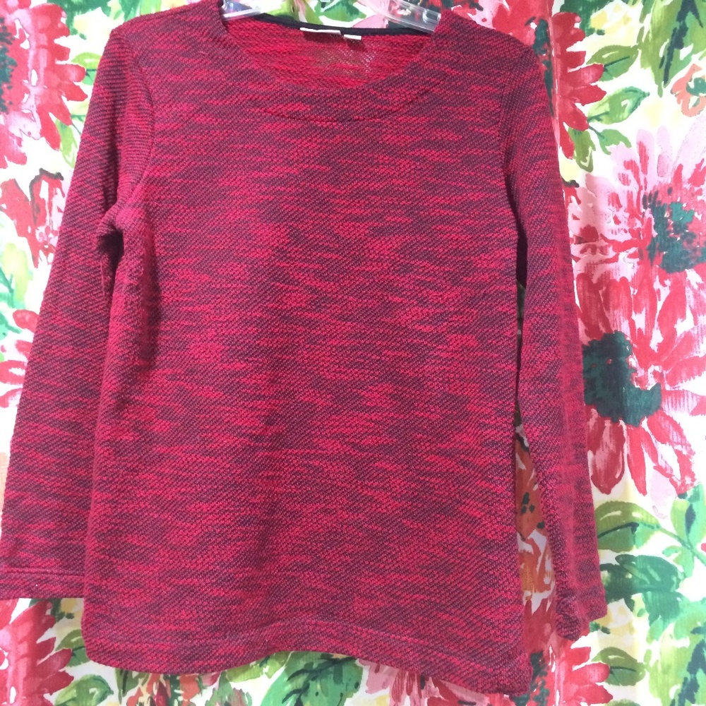 Red Marled Crew Neck Sweater- Petite
